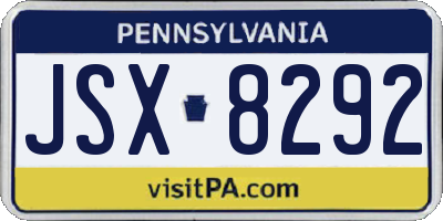 PA license plate JSX8292