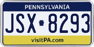 PA license plate JSX8293