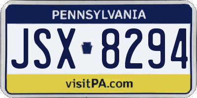 PA license plate JSX8294