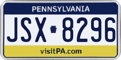 PA license plate JSX8296