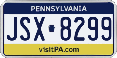 PA license plate JSX8299