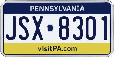 PA license plate JSX8301