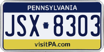 PA license plate JSX8303
