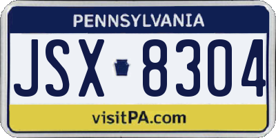 PA license plate JSX8304