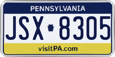 PA license plate JSX8305