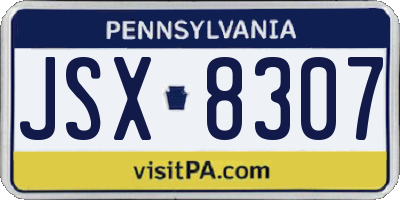 PA license plate JSX8307