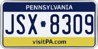 PA license plate JSX8309