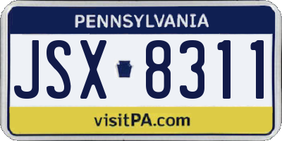 PA license plate JSX8311