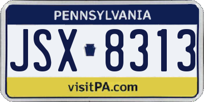 PA license plate JSX8313