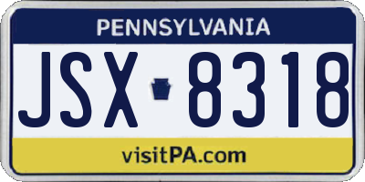 PA license plate JSX8318