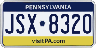 PA license plate JSX8320