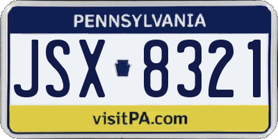 PA license plate JSX8321