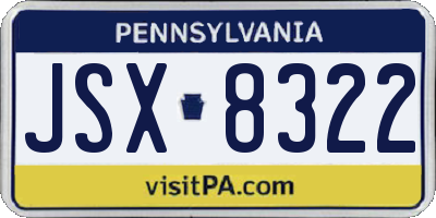PA license plate JSX8322