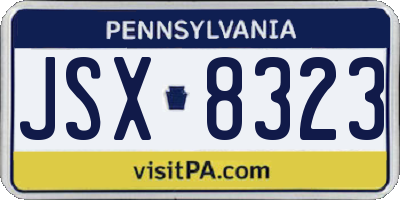 PA license plate JSX8323