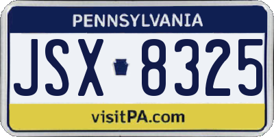 PA license plate JSX8325