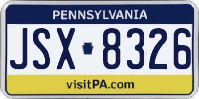 PA license plate JSX8326