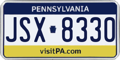 PA license plate JSX8330