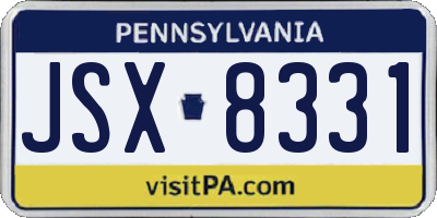 PA license plate JSX8331
