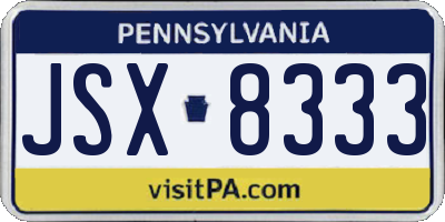 PA license plate JSX8333