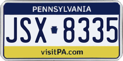 PA license plate JSX8335