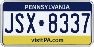 PA license plate JSX8337