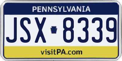 PA license plate JSX8339