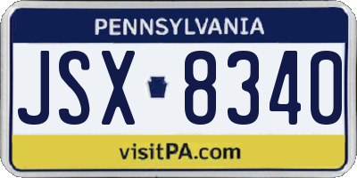 PA license plate JSX8340