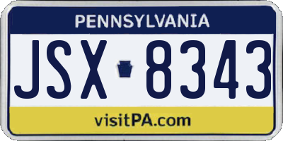 PA license plate JSX8343