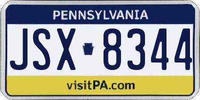 PA license plate JSX8344