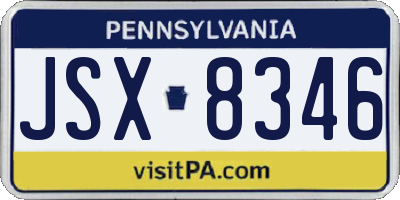 PA license plate JSX8346