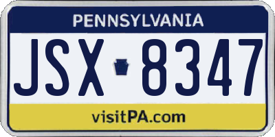 PA license plate JSX8347