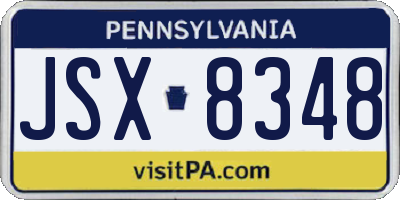 PA license plate JSX8348