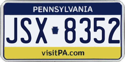 PA license plate JSX8352