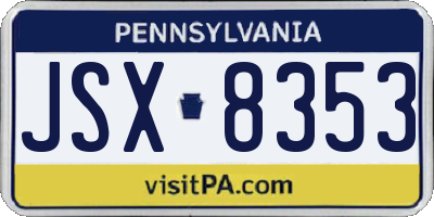 PA license plate JSX8353