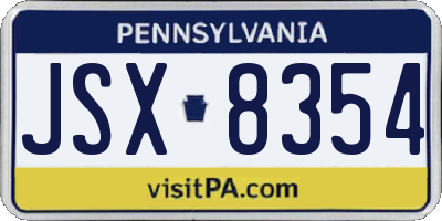 PA license plate JSX8354