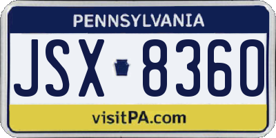 PA license plate JSX8360