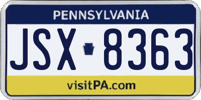 PA license plate JSX8363