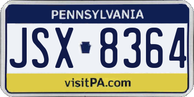 PA license plate JSX8364