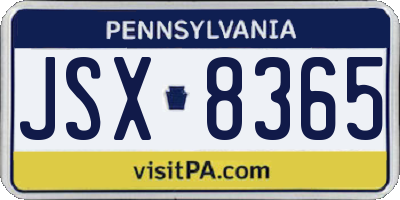 PA license plate JSX8365