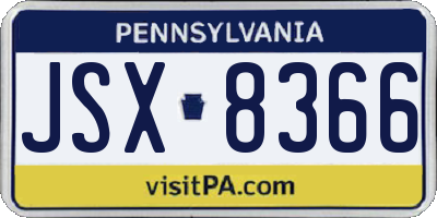 PA license plate JSX8366