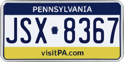 PA license plate JSX8367