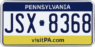 PA license plate JSX8368