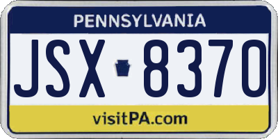 PA license plate JSX8370