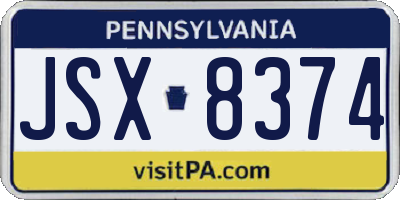 PA license plate JSX8374