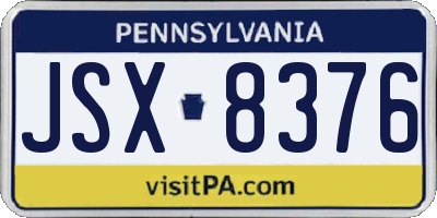 PA license plate JSX8376