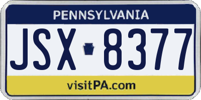 PA license plate JSX8377