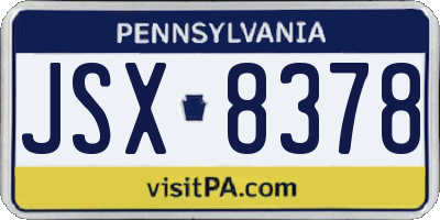PA license plate JSX8378