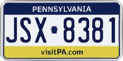 PA license plate JSX8381