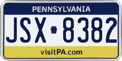 PA license plate JSX8382