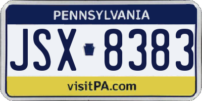 PA license plate JSX8383